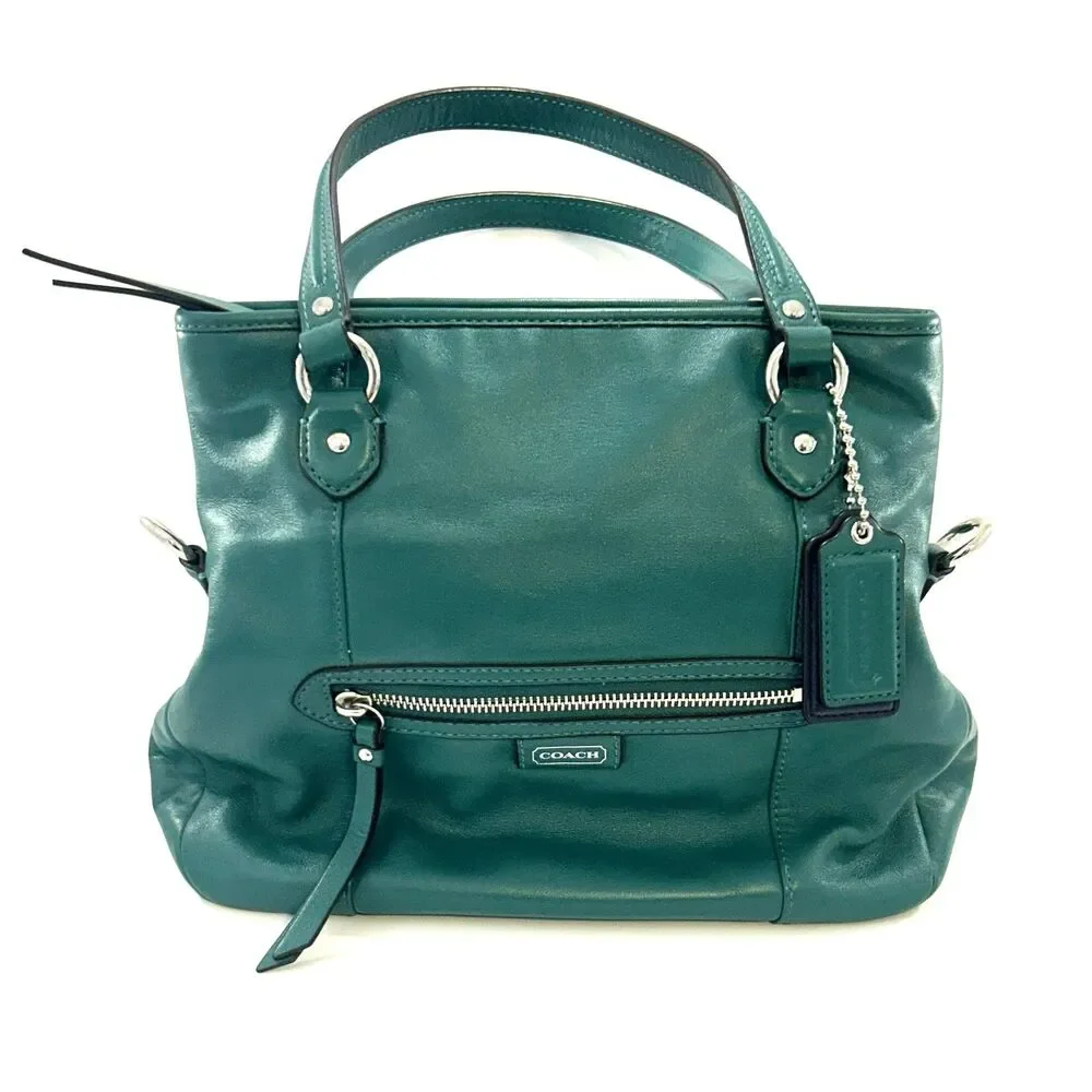 COACH Teal Leather Daisy Mia Crossbody Shoulder Bag & Matching Wallet Set